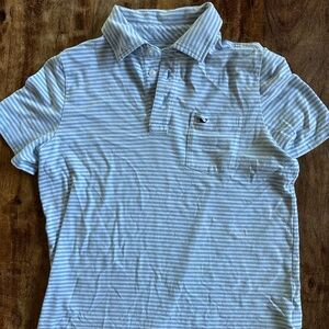Striped blue and white polo